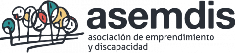 Logo de la Asociación de Emprendimiento y Discapacidad, que representa a varias personas unidas en un dibujo